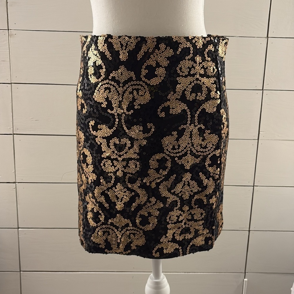 Dynamite Gold Sequin Pencil Mini Skirt